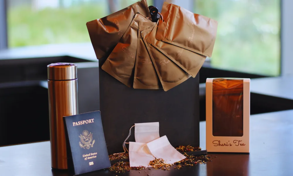 Custom-branded loose-leaf tea gift bags and keepsake packaging
